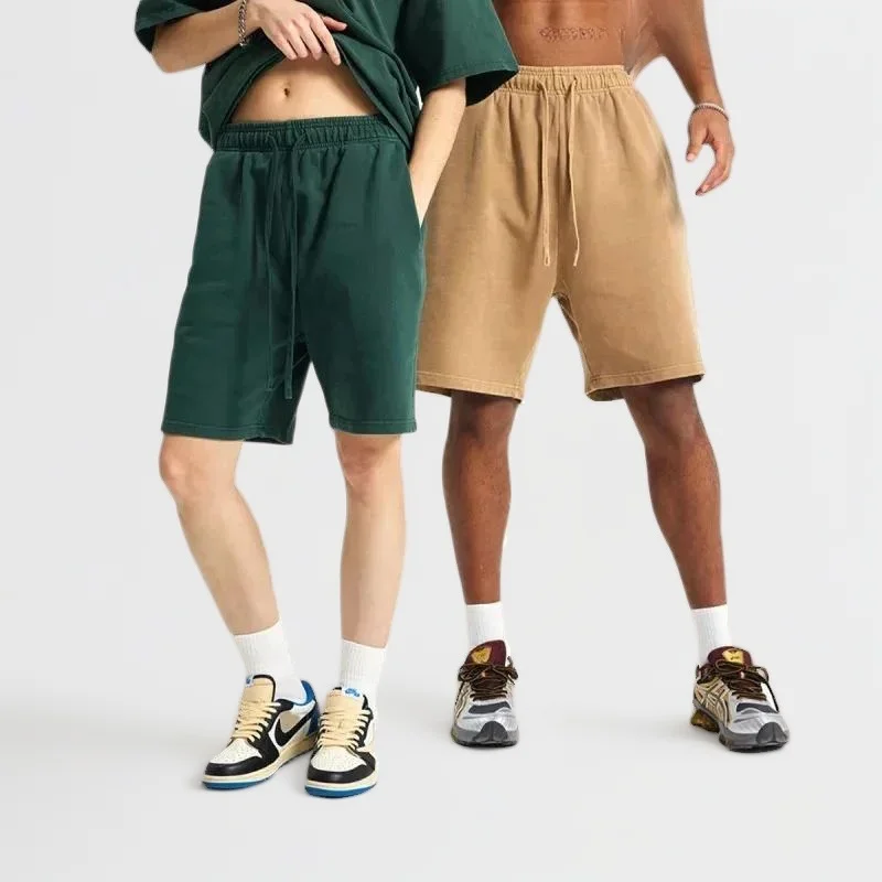 ACOMOSON Luxury Apparel Summer Batik Distressed High Quality 420g French Terry EU US Size High Street Retro Men Sweat Shorts