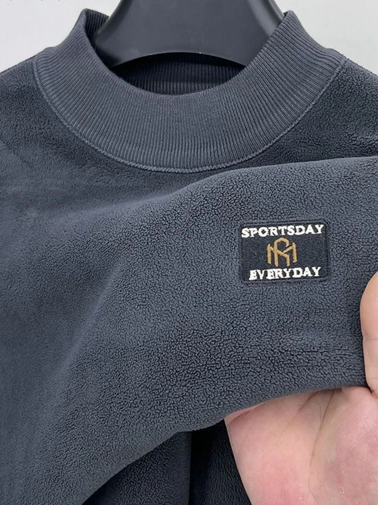 

Утепленная флисовая толстовка с высоким воротником для мужчин, двусторонняя, с защитой от катышков, теплая, повседневная, свободного кроя, осень-зима