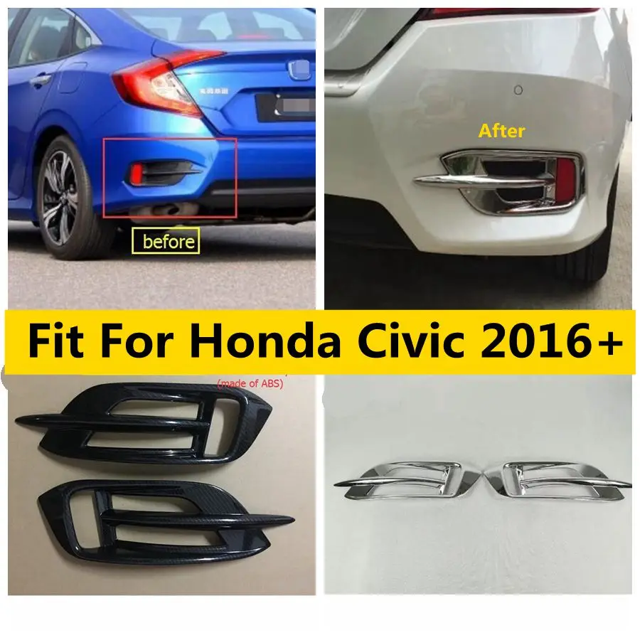 

Chrome Rear Reflector Fog Lights Lamps Cover Sticker Decoration Trim Accessories Fit For Honda Civic 2016 2017 Sedan