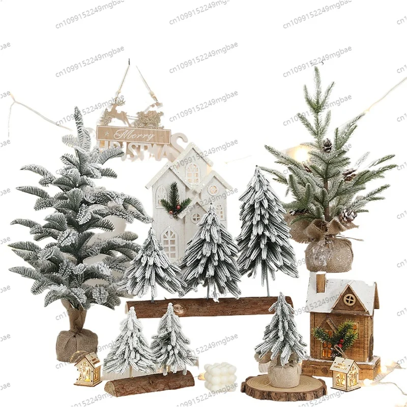 Christmas household small snow tree tabletop ornament simulation tree scene arrangement Christmas tree