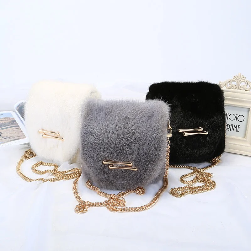 Bolso de cuero de visón auténtico, bandolera para mujer, bolso para teléfono móvil, bolso de hombro para mujer, bolso cruzado para mujer, bolso de mano para mujer