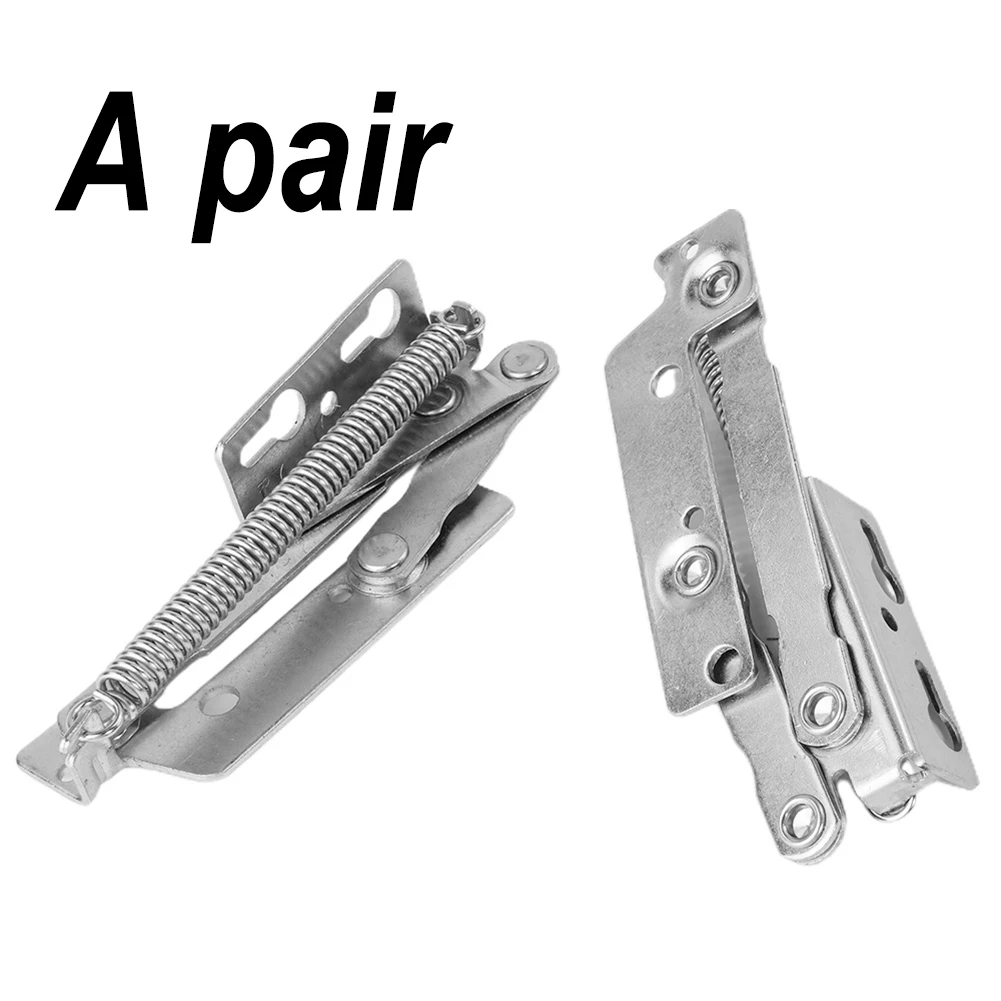 2pcs 80 Degree Metal Sprung Hinges Cabinet Door Lift Up Stay Flap Support Strong Metal Hinges for Smooth Door Movement