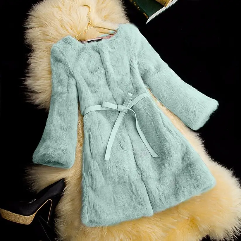 Real Rabbit Fur Coat Jacket 2024 Ins New Winter Ladies Female Rex Rabbit Fur Coat Parker Jacket 75cm Women Real Rabbit Fur Coat