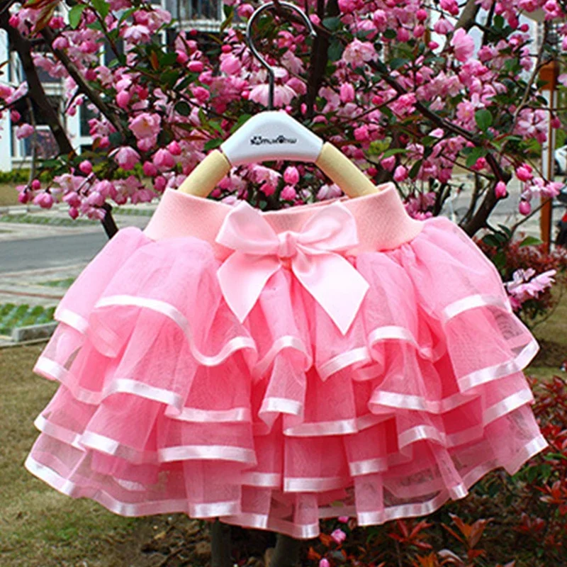 Baby Girl Tutu Mini Skirt Kids Princess Rainbow Pettiskirts Bow Dresses Girls Ballet Dance Skirts Ball Gown Children Clothes