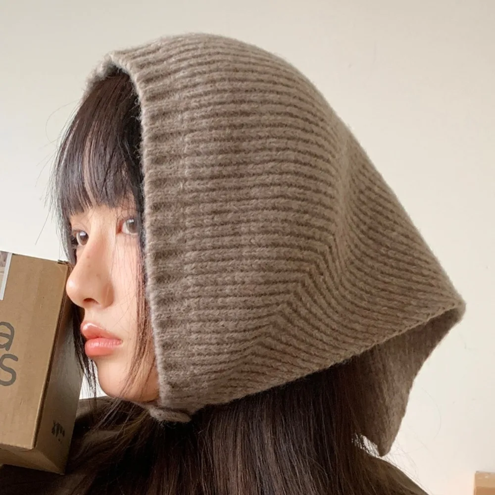 

Модный утолщенный треугольный шарф для волос, однотонный, сохраняющий тепло, вязаный шарф, женский головной убор, уличный зимний шарф