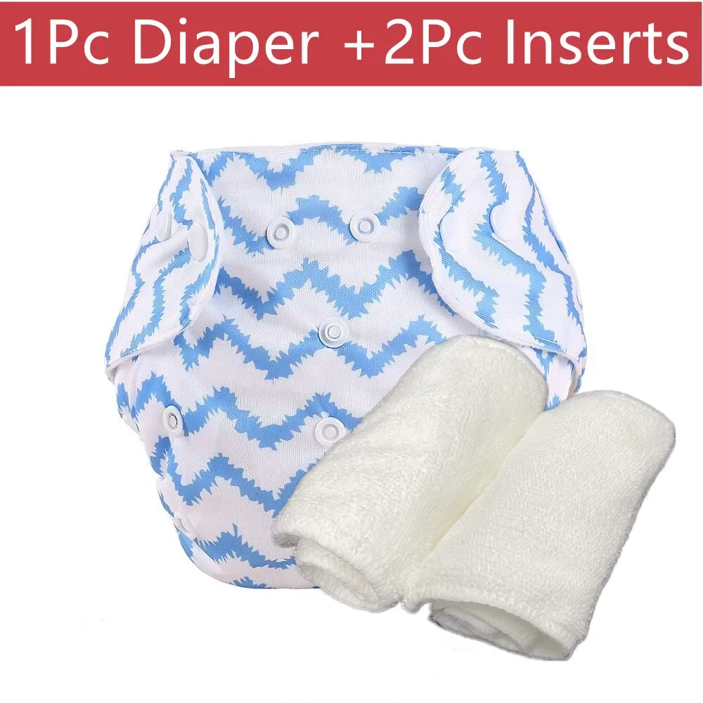 1 pañal + 2 piezas de 3 capas insertos Fraldas para bebé pañal ajustable pañal de tela lavable pañal a presión impermeable