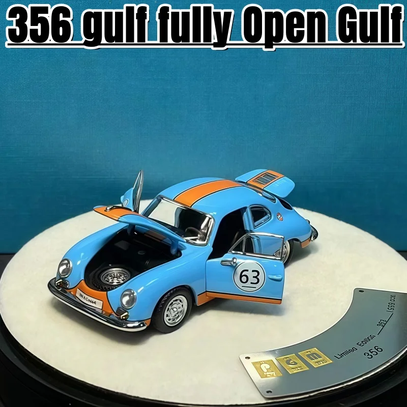 1:64, 356 gulf, полностью открытый Gulf, литая статическая миниатюрная игрушечная модель автомобиля из сплава, высококачественное коллекционное украшение для дисплея, подарок мальчику.