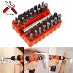 33pc Professional Security Screwdriver Bit Set - Torq Torx Hexagonal Star Spanner Electric Holder Bits 1/4