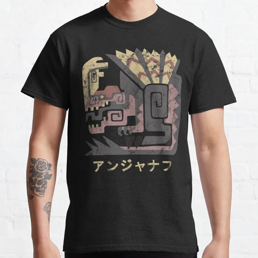 

Retro Monster hunter world Anjanath gift t shirt for men 0531 Cartoon Video game MHW Graphic Tee Y2K Clothes All size tops S-6XL