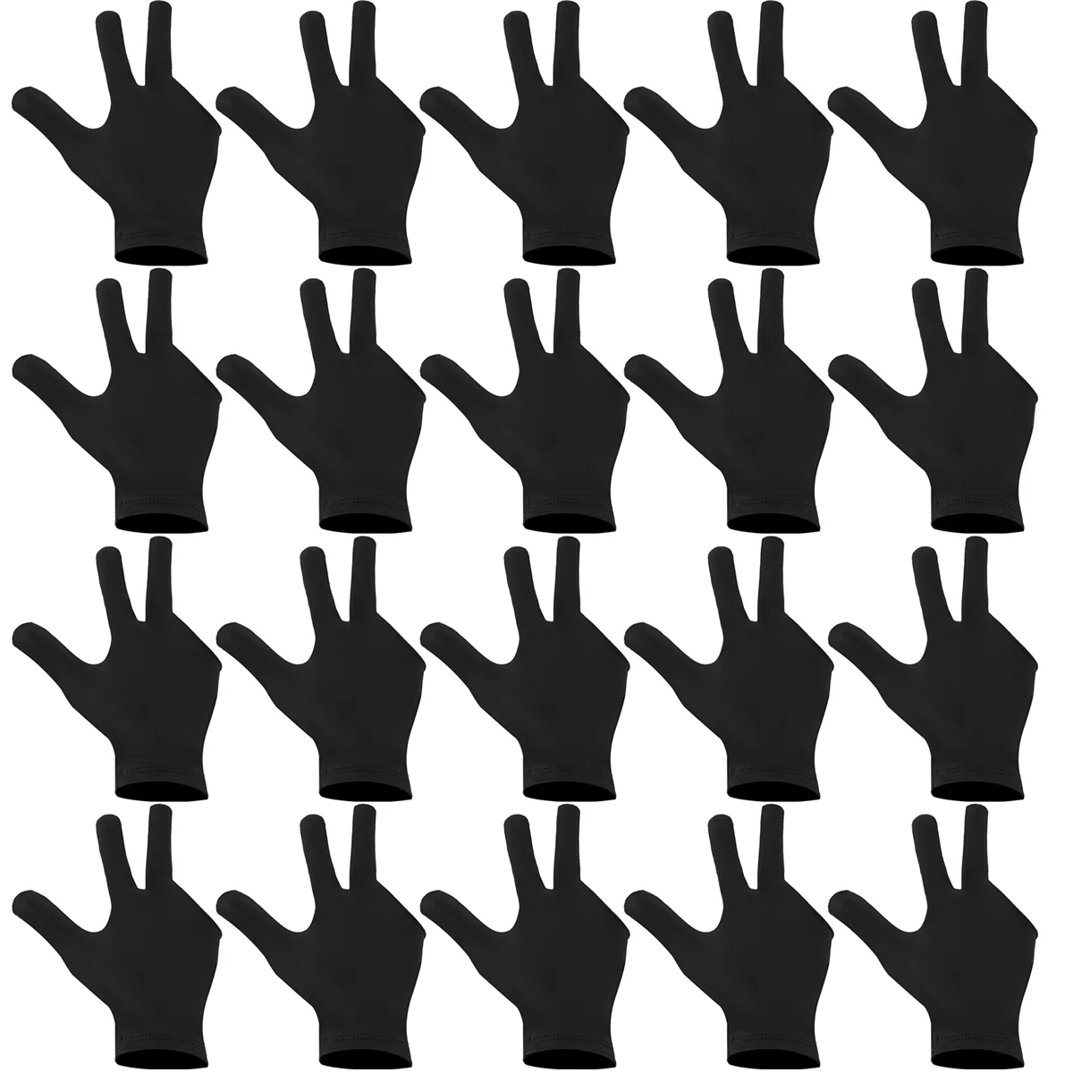 SMIEA 20Pcs Breathable Billiard Gloves Snooker Left Right Hand Gloves 3 Fingers Cue Gloves for Women Men Billiard Accessories
