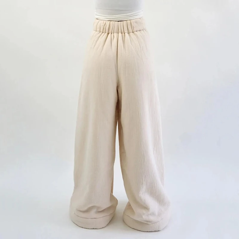 المرأة الدافئة الصوفية واسعة الساق السراويل عارضة فضفاض الشارع أزياء الخريف الشتاء منتجات جديدة #3