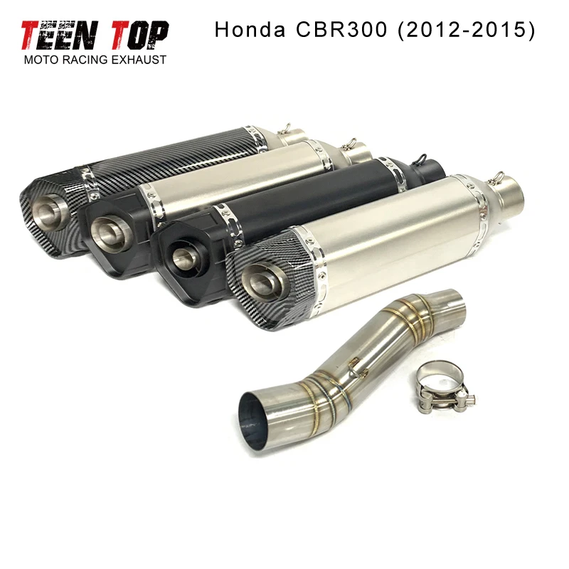 Motorcycle Slip-on Exhaust Pipe For HONDA CBR300 Exhaust Muffler Stainless Steel Escape Moto Middle Pipe Connect 370mm Tailpipe
