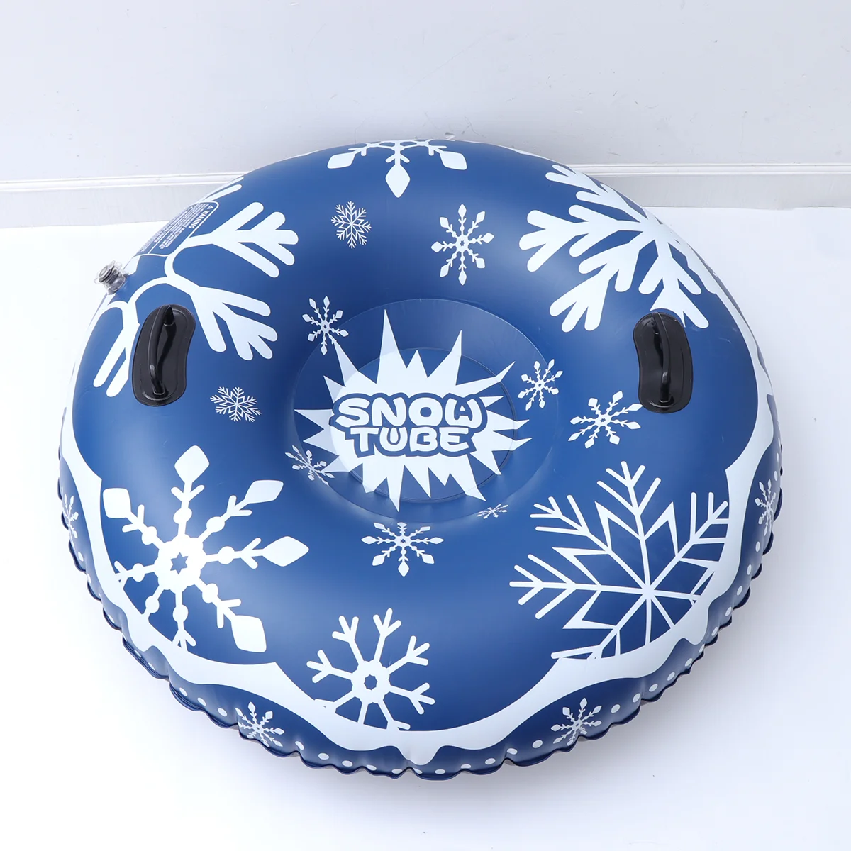 47 Inches Blue Inflatable Snow Tube PVC Snowflake Printing Snow Sled Heavy Duty Circle for Skiing Skating and Snow Games