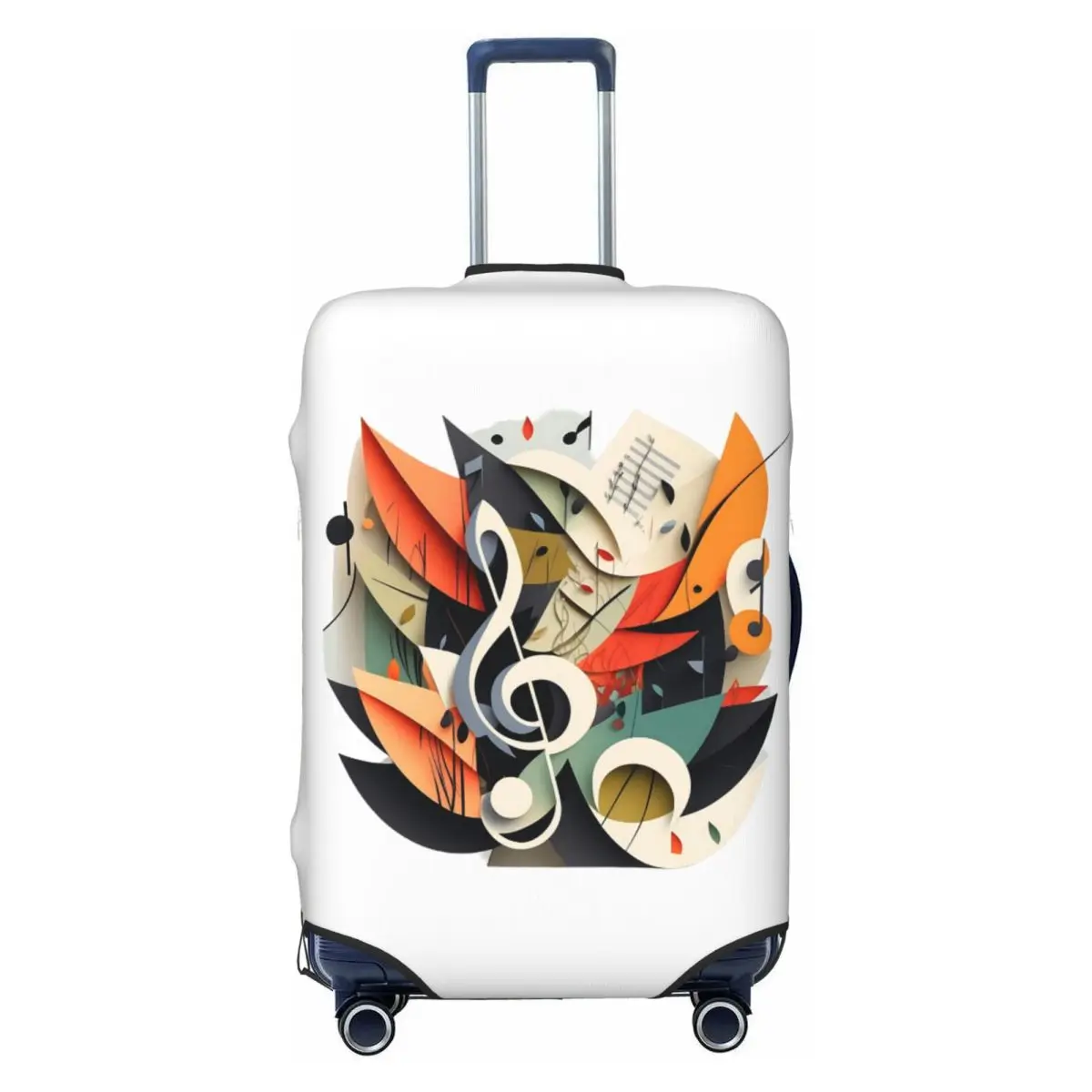 音符と葉の荷物カバー弾性旅行スーツケース保護カバー 18-32 インチに適しています