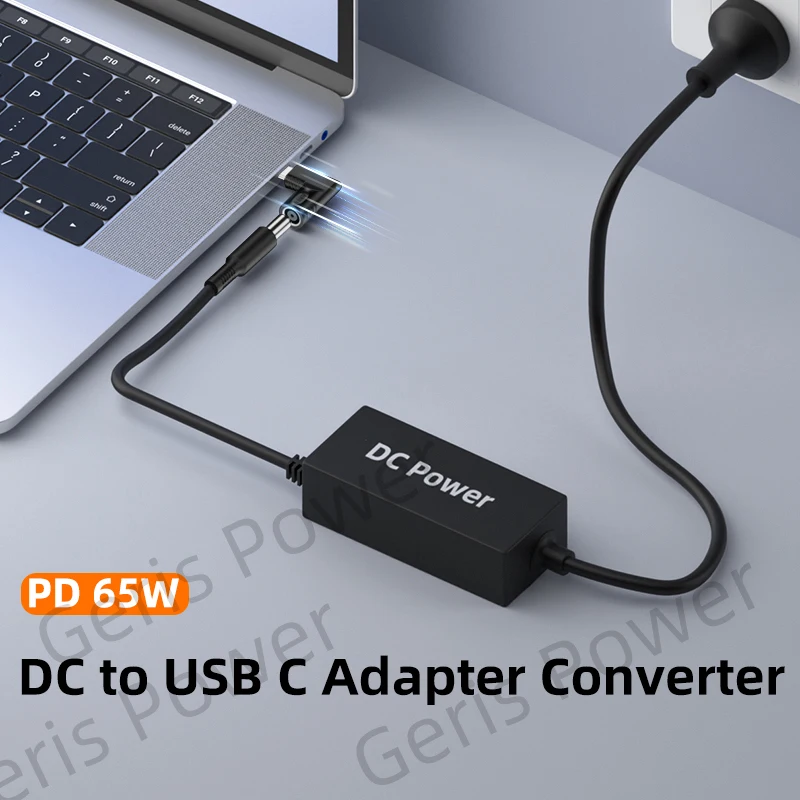 65W DC to Type C PD Adapter for Lenovo Hp Asus 5.5X2.5 7.4X5.0 4.5X3.0 Universal Laptop Charger to USBC Converter for Mac Xiaomi