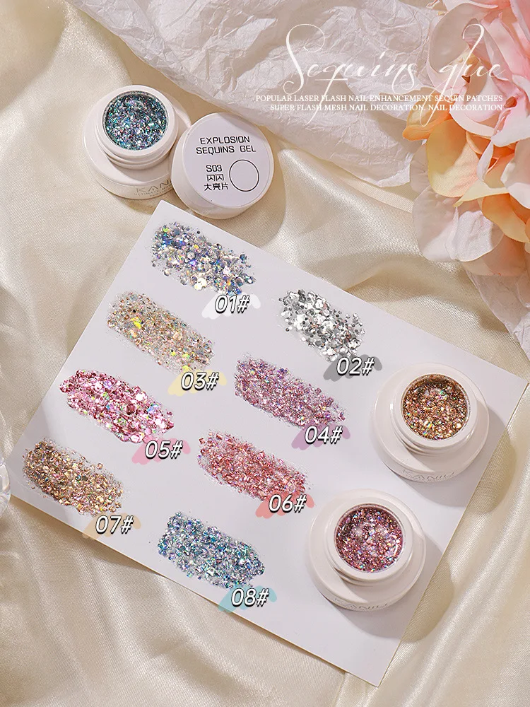 Kaniu High Glitter große Pailletten UV Nagel Gel politur Set 8 Farben funkelnden Platin UV LED Nägel Gel Lack für Nagels tudio Maniküre