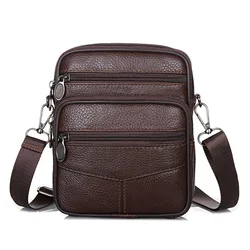 Solid Color Genuine Leather Shoulder Waist Bags Men Fanny Belt Packs Phone Pouch Casual Crossbody Bags