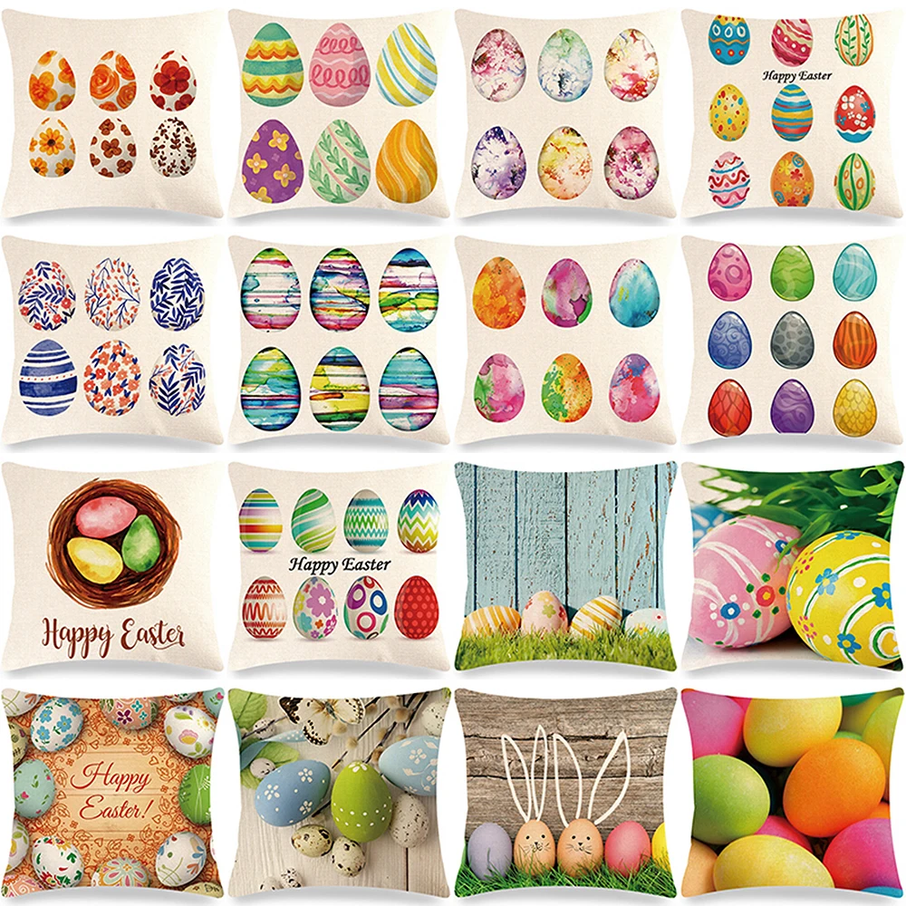 

2023 Easter Eggs Pillowcase 16in 18in 20in 24in Square Linen Pillow Cover Easter Home Decorations Couch Pillows Cushion Cover