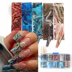 10Roll Hologram Marble Transfer Nails Foil Stickers Ink Painting Lines Sliders For Transfer Paper Nails Wraps