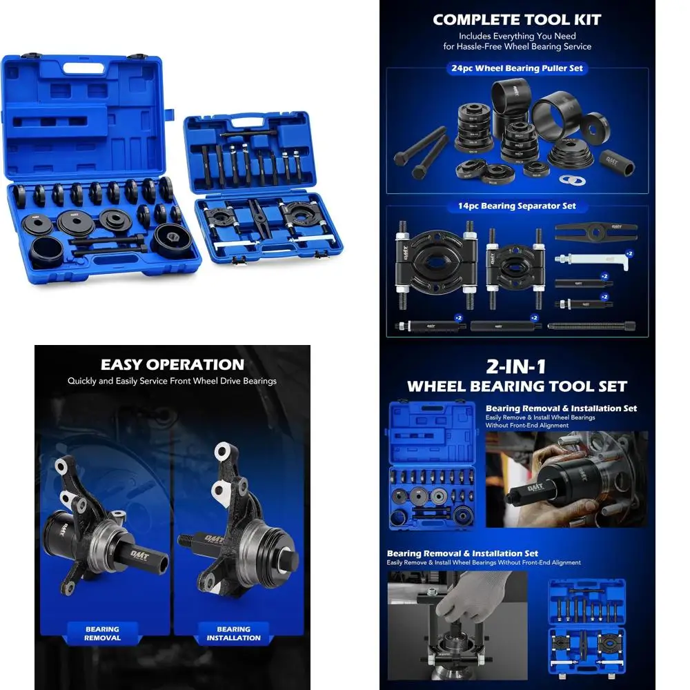 

Orion Motor Tech 38pc 2-in-1 Bearing Press Kit, Front Wheel Bearing Removal Kit with Sliding Screws Sleeves, 5 T Wheel Bearing S