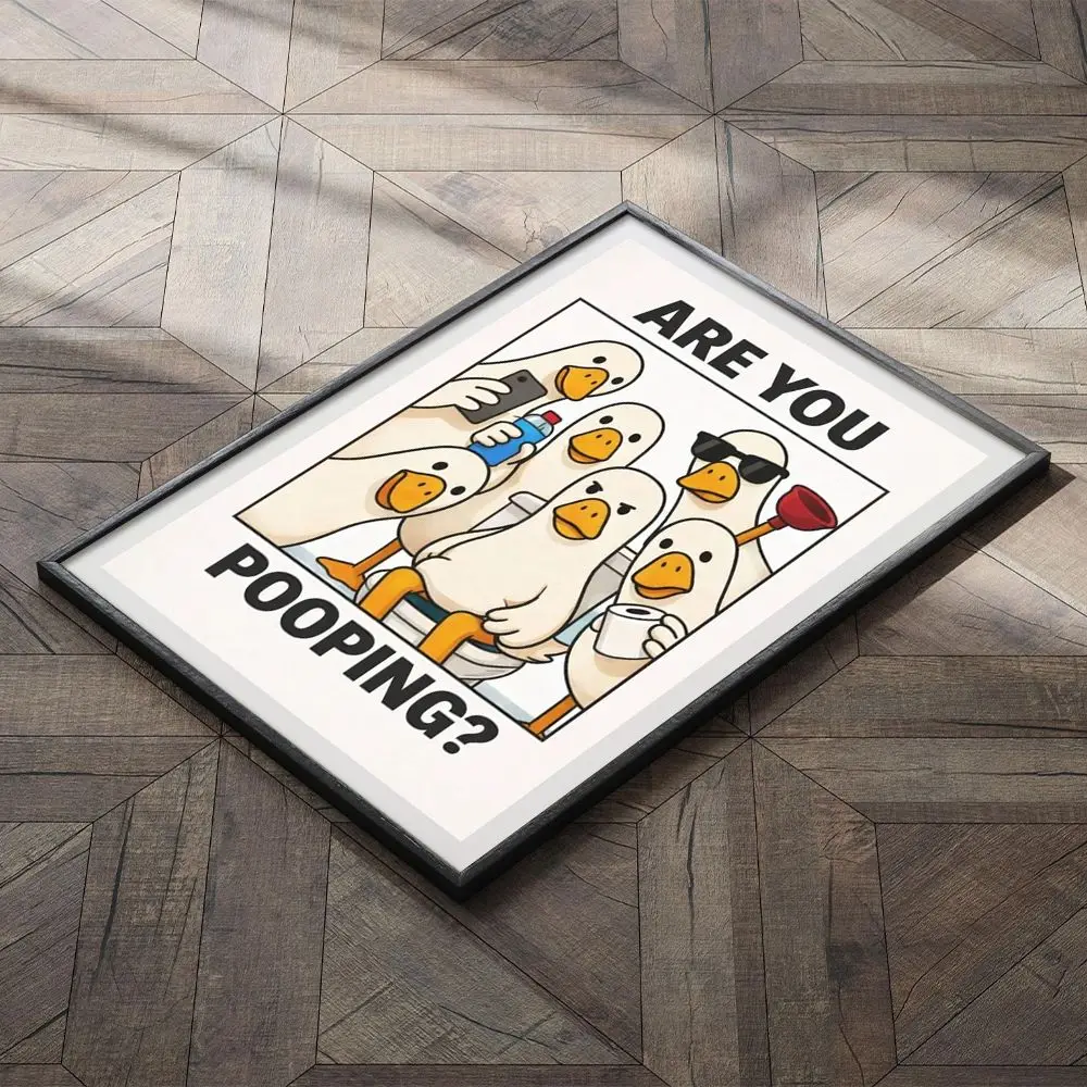1pc frameless Are You Pooping Cat Print – Funny Bathroom Wall Art, Humorous Cat Poster for Bathroom Decor, Cute Cat Bathroom Pri