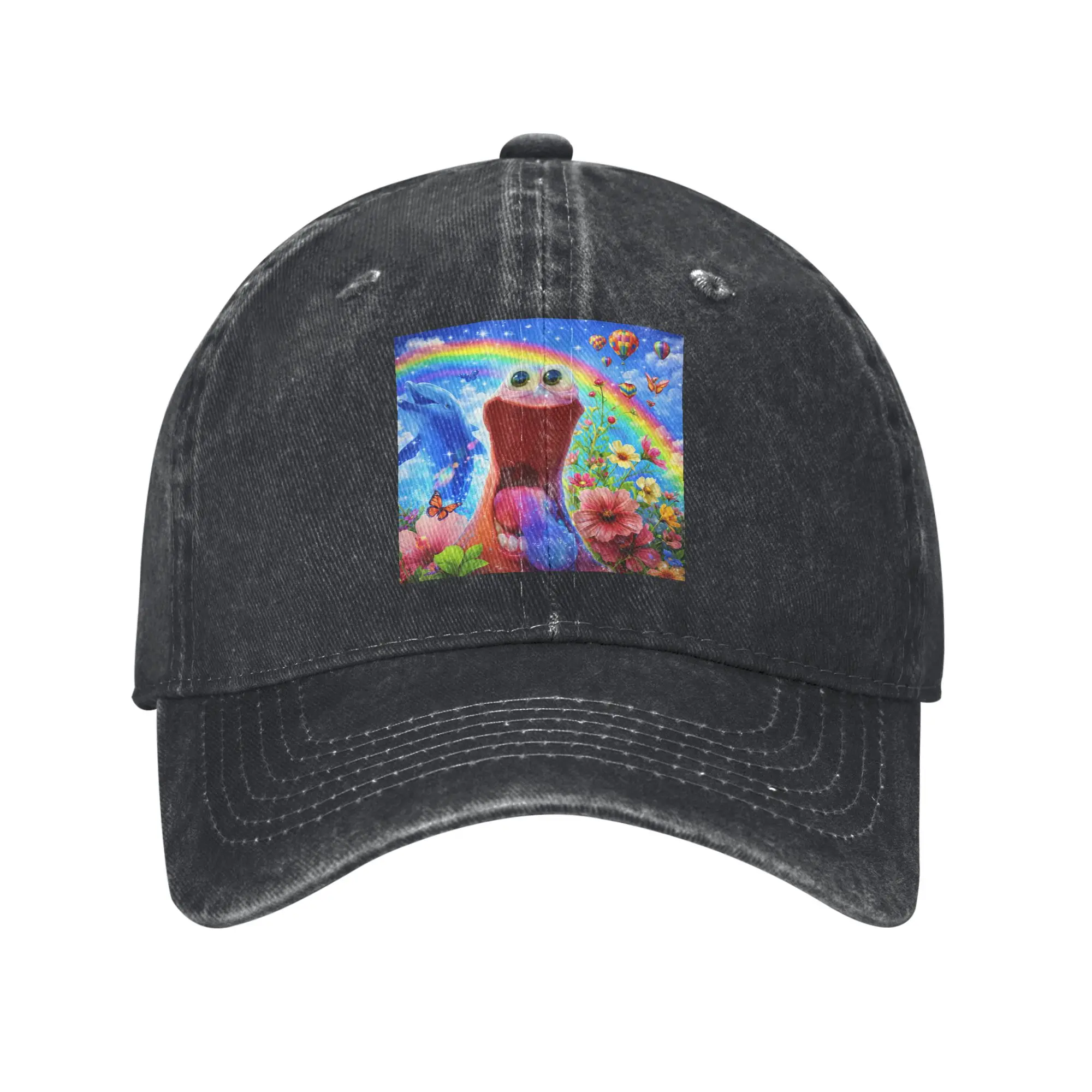 Cringe Meme 2026 AI Generated Blob Men Women Baseball Cap Smiling Moldy Distressed Denim Hat Retro Outdoor Adjustable Snapback