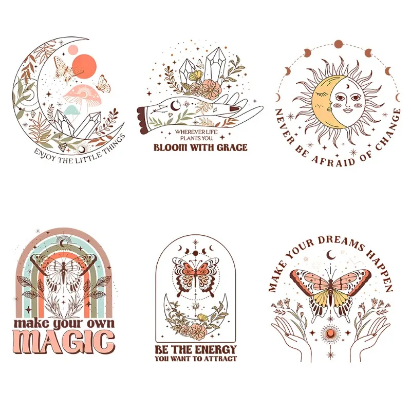 Cartoon Floral Flower Iron On Heat Transfer Stickers T-Shirt DIY Handmade Embroidery Applique Trim Accessories Sewing Findings