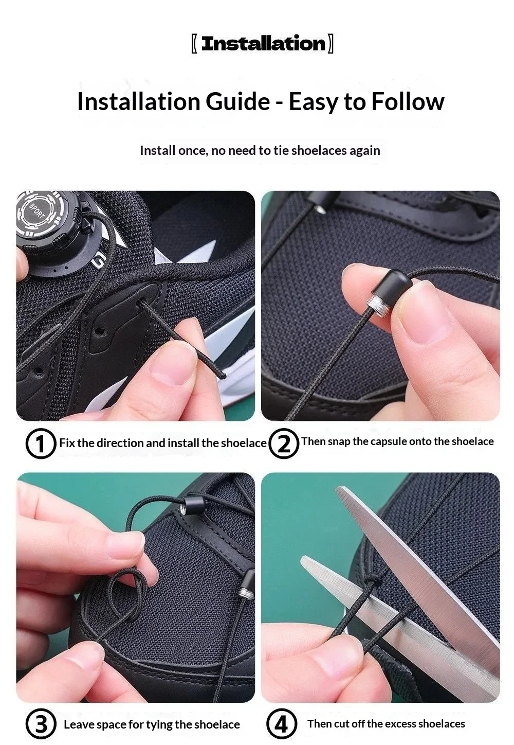 NEUE Schnürsenkel für Outdoor-Sportschuhe, einfache Installation, drehbare Schnalle, Sneaker-Schnürsenkel, dickes Seil, automatische Schnürsenkel, Schuhzubehör – Detail 5