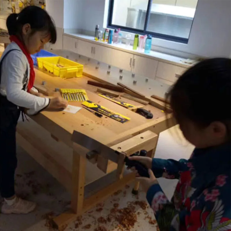 خشب الزان للأطفال الكبار النجارة الجدول منضدة طاولة خشبية صلبة متعددة الوظائف عملية الجدول خشب متين لتقوم بها بنفسك منضدة العمل