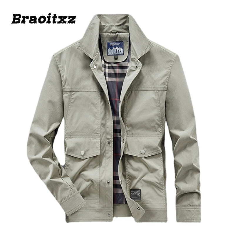 New Men Spring Autumn Fashion Casual Breathable Cargo Jacket Coats Men Lapel Collar Versatile for Everyday Use Cargo Jacket Men