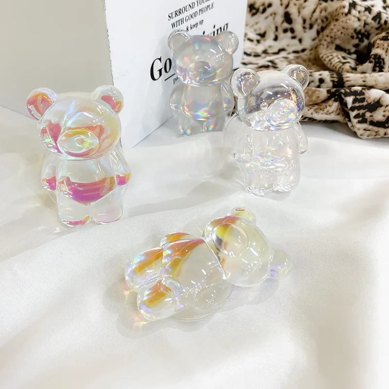1pc Diy Bear Finger Grip Tok Cell Phone Holder Foldable Expanding Phone Stand Mobile Accessories For Phone Finger Bracket