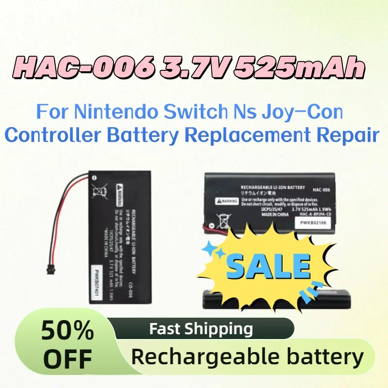 Upgrade Li-ion Rechargeable Battery HAC-006 3.7V 525mAh for Nintendo Switch Ns Joy-Con Controller Battery Replacement Repair