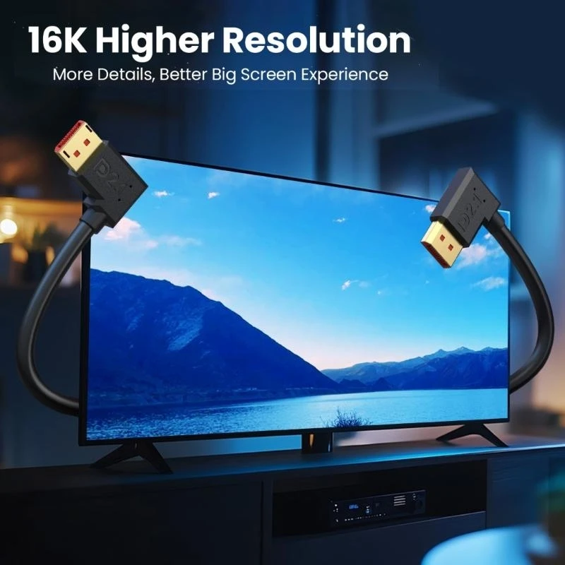 Advanced DisplayPort 2.1 Cable for Immersive Gaming Supports 16K@30Hz and 8K@240Hz