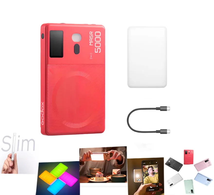 

Godox MA5R Полноцветный светодиодный светильник RGB от 1800 К до 10000 К RGB Магнитный ультратонкий дизайн Беспроводной блок питания для фотографии