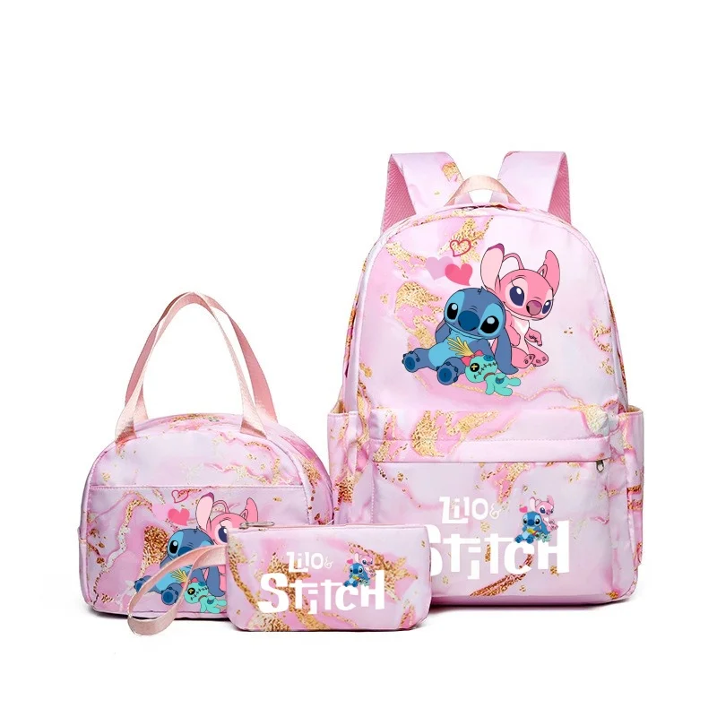 3Pcs Lilo & Stitch Anime Print Backpack Set, With Tote and Pouch, Large Capacity Lightweight And Breathable Outdoor Knapsack