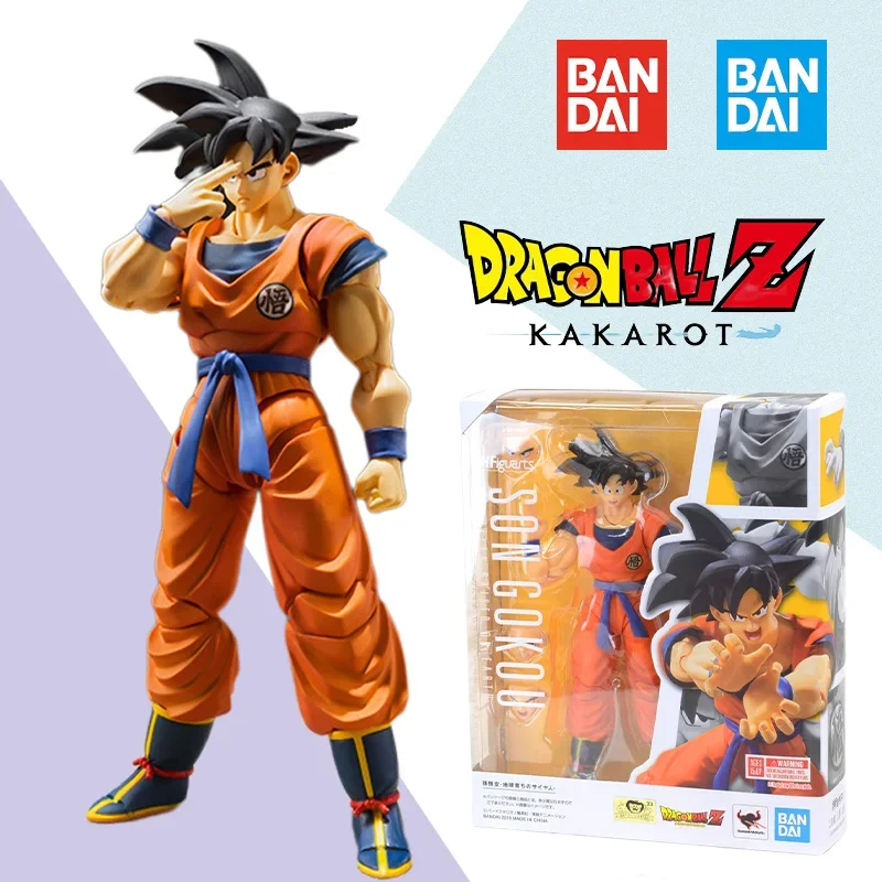 

Original box Bandai SHF DRAGON BALL SON GOKU SAIYAN RAISED ON EARTH Figure Finished Model kit Anime Action Toy Gifts for kids