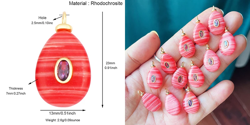 Edelstein-Charm-Anhänger aus türkisfarbenem Malachit, schwarzem Achat, rosa Quarz, 18 Karat echt vergoldeter Schmuck für die Herstellung von Halsketten, S58 – Detail 22