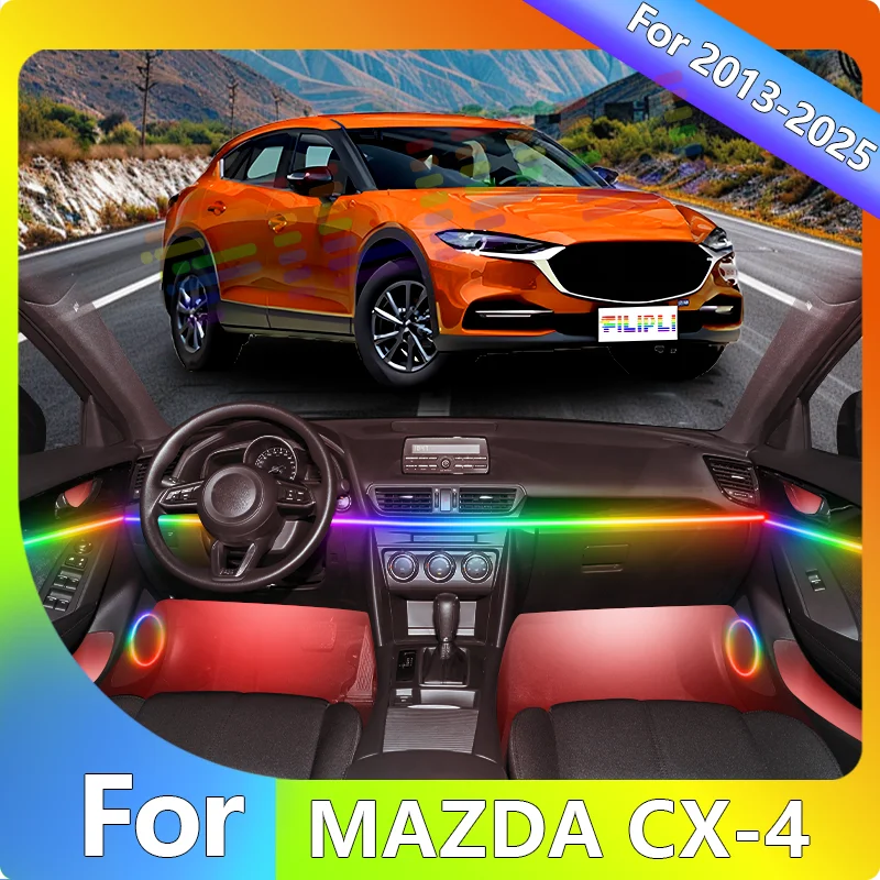

FILIPLI For The BMW 4 SERIES For 2016 Music Sync Dynamic Atmosphere Car Interior LED Strip Smart 64 RGB Car Ambient Acrylic Lamp