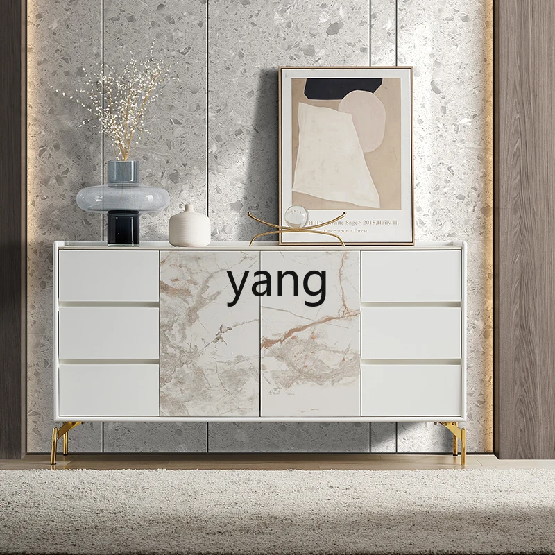 Yjq Stone Plate Side Cabinet Light Luxury Entrance Entrance Living Room Wall Modern Dining Room Tea Cabinet