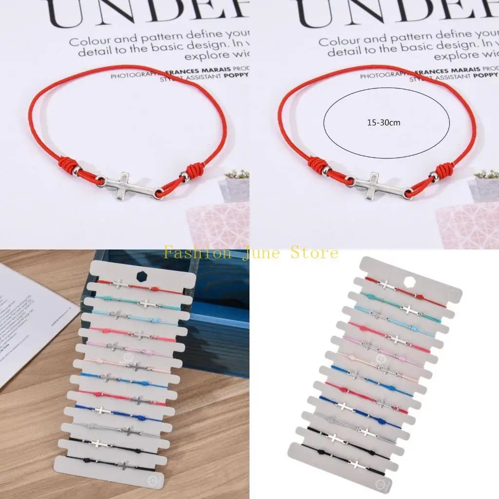 N5KA Handmade Knitted Bracelet Set for Cross Wristband Stretch Hand Cord Sideways for