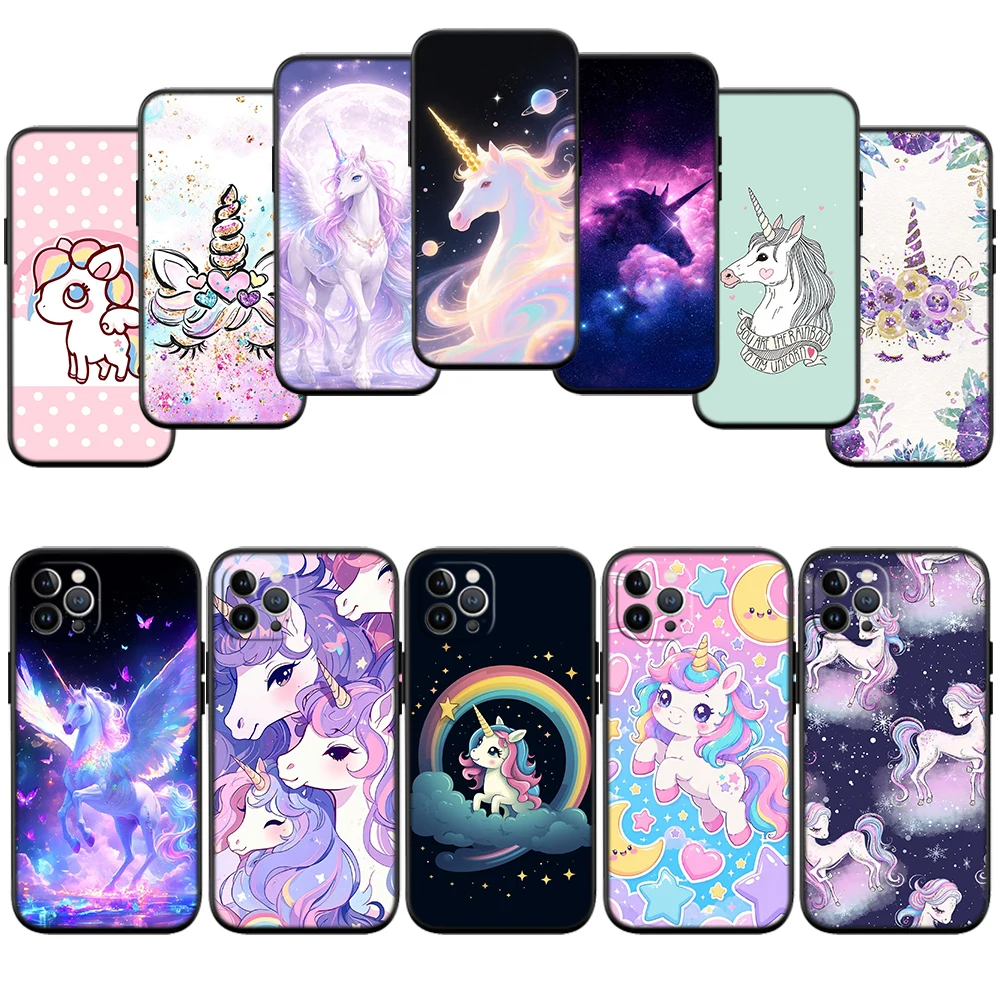 II16 Cartoon Unicorn Phone Case for Samsung Galaxy A11 A12 A13 A15 A52S A53 A55 A56 A70 A71 A72 A73 F06 F16 F56