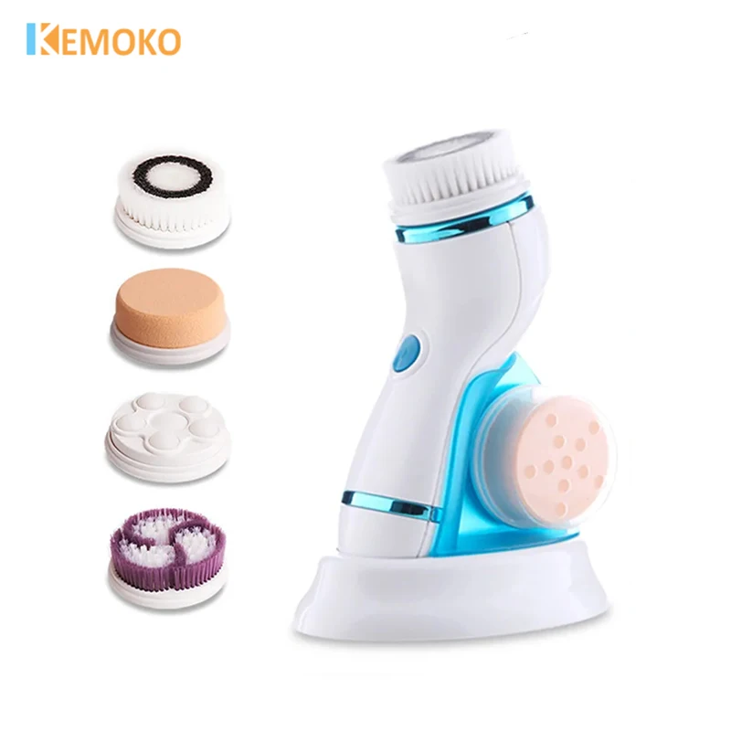 4 IN 1 Electric Facial Cleansing Brush Face Roller Massager Face Exfoliating Ultrasonic Washing Brush Cleanser Beauty Skin Care