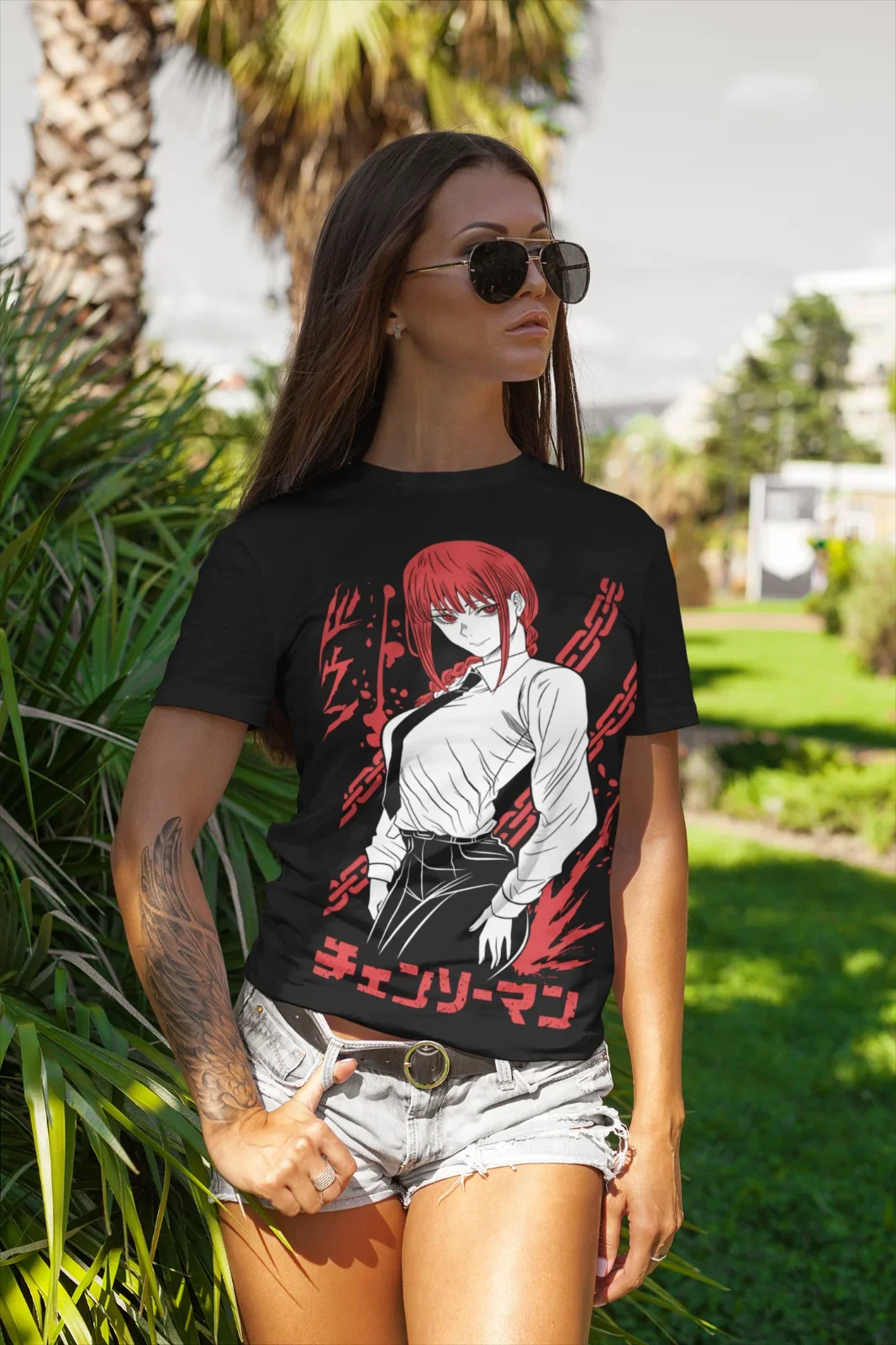 T-shirt unisexe Chainsaw SAFMakima Anime, T-shirt manga, T-shirt toutes tailles