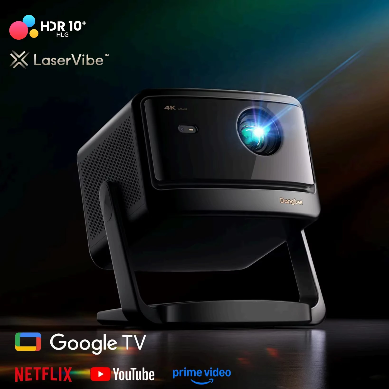 

Проектор Dangbei DBOX02 Mars Pro 2 4K, 2450 ISO люмен, лазерный проектор с лицензионным Netflix, активным 3D, Wi-Fi, Smart TV, домашний кинотеатр