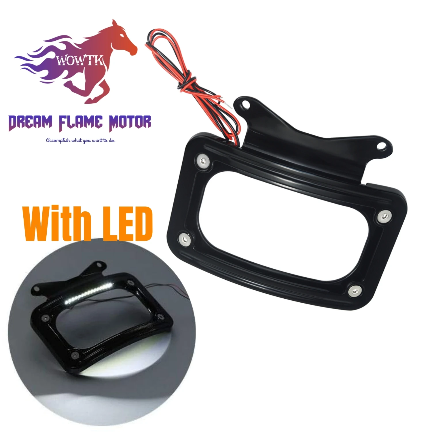 

2010-2024 Мотоциклы Черный Изогнутая Рамка Номерного Знака С Комплектом Светодиодного Освещения Для Harley Touring Road King Street Glide ST Road Glide FLTRX FLTRXS FLHRXS FLHX FLHXS аксессуары для мотоциклов