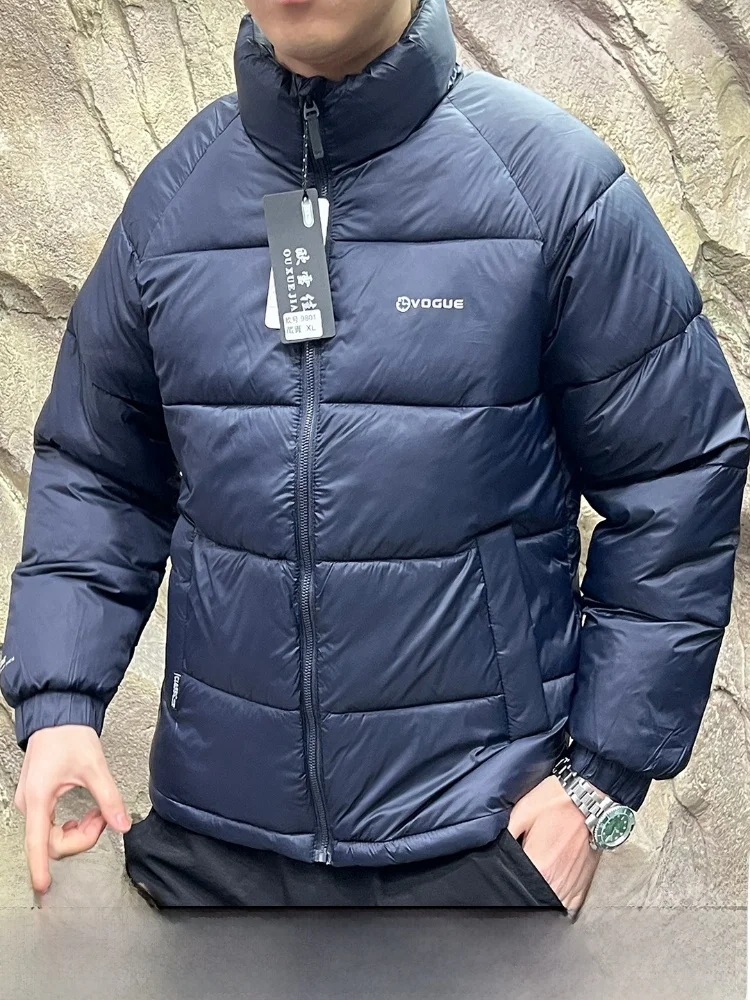 

Зимнее хлопковое тюлевое мужское повседневное теплое модное пальто с высоким воротником и воротником-стойкой, длинное пальто чистого цвета све