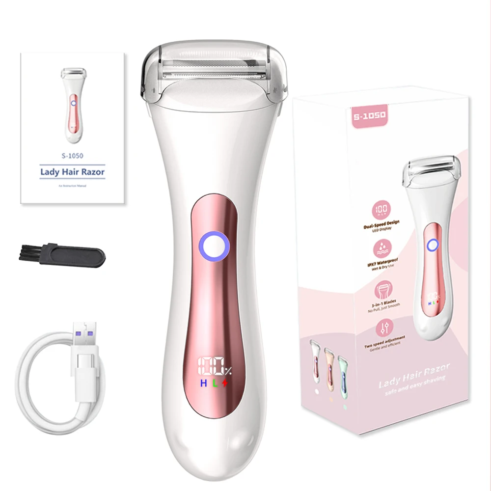 Portable Wet & Dry Electric Epilator for Legs And Body IPX7 Waterproof Female Shaver Lady Bikini Trimmer Facial Hair Remover