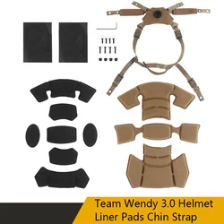 Team Wendy 3.0 Helmet Liner Pads+Chin Strap (Suspension System), Double Layer Buffer Design, Adjust the Elasticity