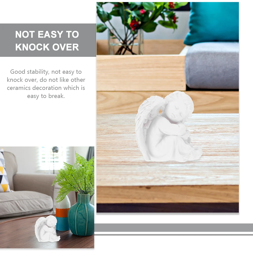 

2Pcs Resin Thinking Angel Statue Home Ornament Lawn Garden Decoration Resin Craft Sculpture Angel Sculpture