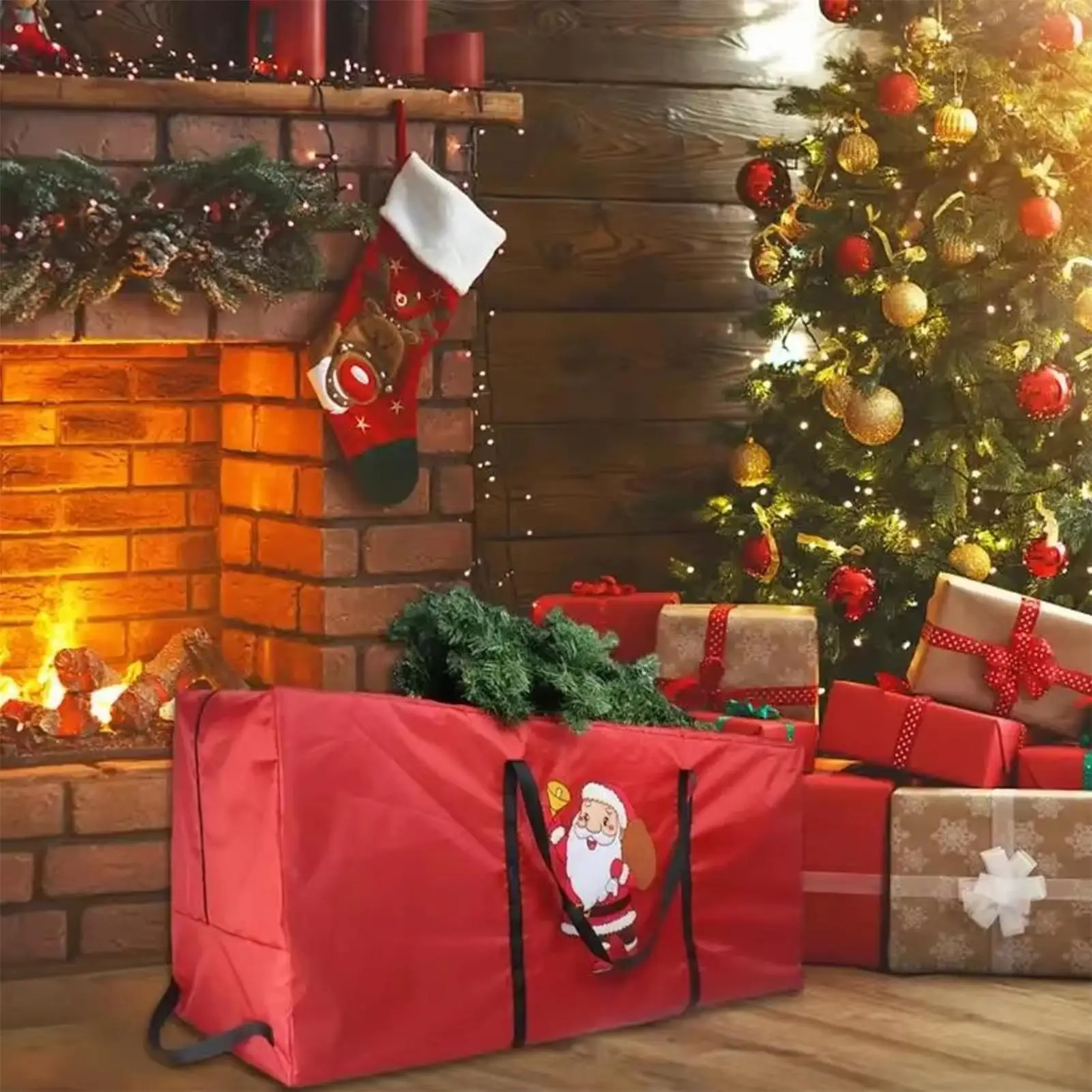Christmas Tree Box Heavy-Duty Dust-Proof Large Capacity Christmas Tree Wreath Bag For Garage Basement Apartment Home Rental